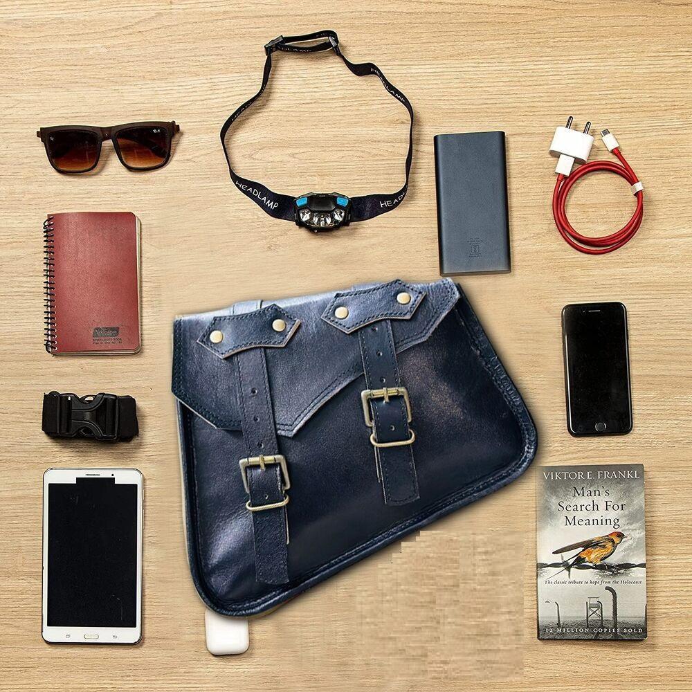 2 Bag SET Royal Enfield Leather Saddle Pannier Bags Black 2 Bags