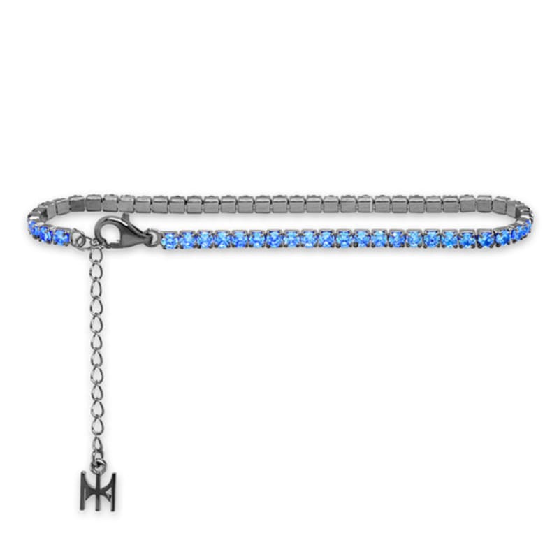 MACIER [S925] Blue Mini Tennis Bracelet (Black Silver)