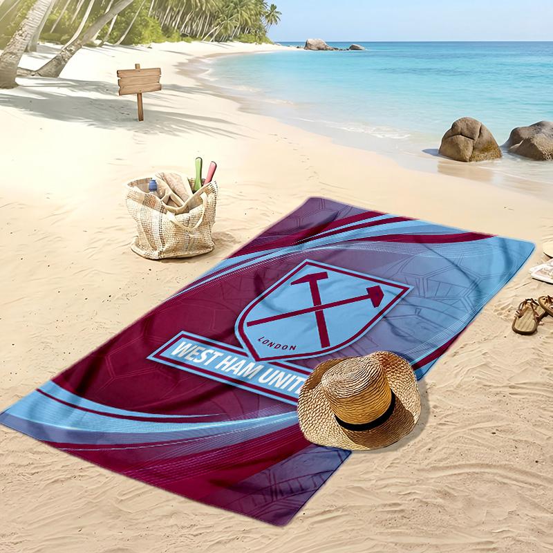 West Ham United Fußball-Print Strandtuch, Großes Weiches Schnelltrocknendes Handtuch für Strand Camping Schwimmen