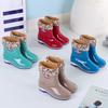 Short tube fashion rain shoes women's winter velvet adult warm rain boots waterproof shoes wear-resistant kitchen rubber shoes non-slip