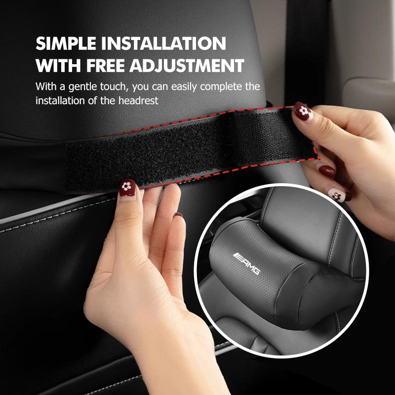 JYZ2 Car Neck Pillow Leather Pack Headrest Pain Relief Lumbar Pillow For Mercedes Benz AMG C180 C300 W124 W176 W177 C200 C260 GLC CLE