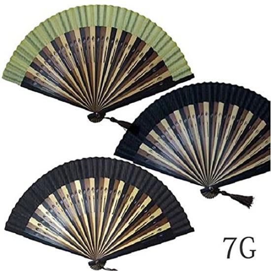 Seidenfaltfächer mit Fächer-Geschenkset [Akazien-Stil] Hochwertiges Herrenetui, in Geschenkbox, (7G2 Braun)