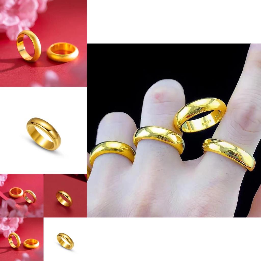 Trendy Minimalist Couple's Thick Ring In Gold Plated Brass With Glossy And Matte Textures