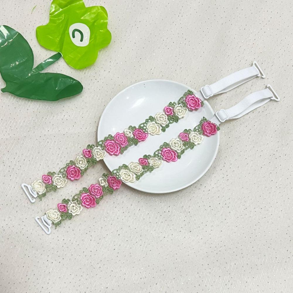 Adjustable Floral Bra Straps with Lace Trim Flower Lingerie Strap Fashion Underwear Strap Women