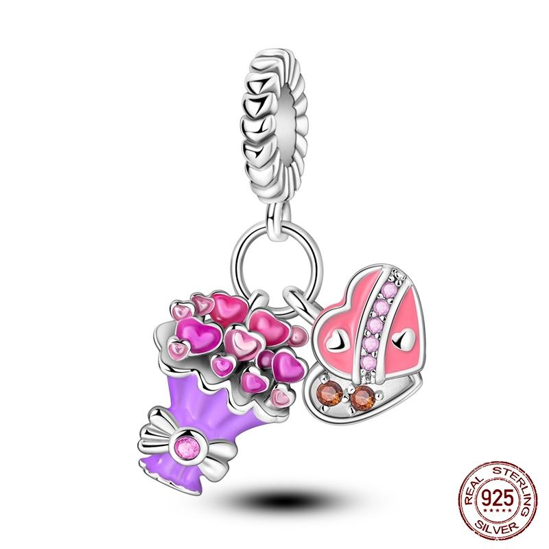 New 925 Silver Fashion Beer Champagne Red Wine Glass Drink Charms Beads Fit Original Bracelet DIY Jewelry Gift