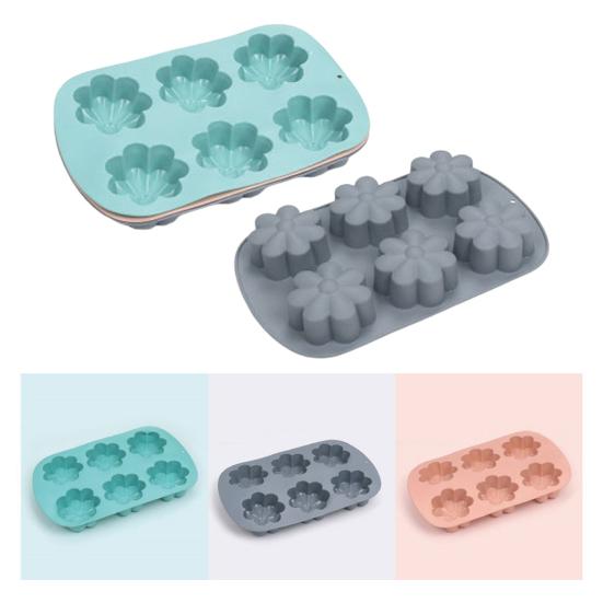 6-Cavity Flower Silicone Mold Non-stick Food Grade Easy Release DIY Candy Pudding Chocolate Fondant Cookies Jelly Baking Mold