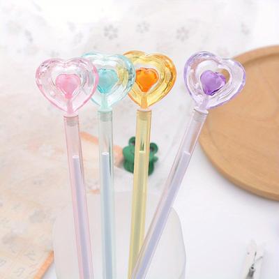 10 bolígrafos de gel de cristal de amor creativos de 0,5 mm, bonitos bolígrafos de agua para papelería, bolígrafos de firma de oficina de aspecto elegante.