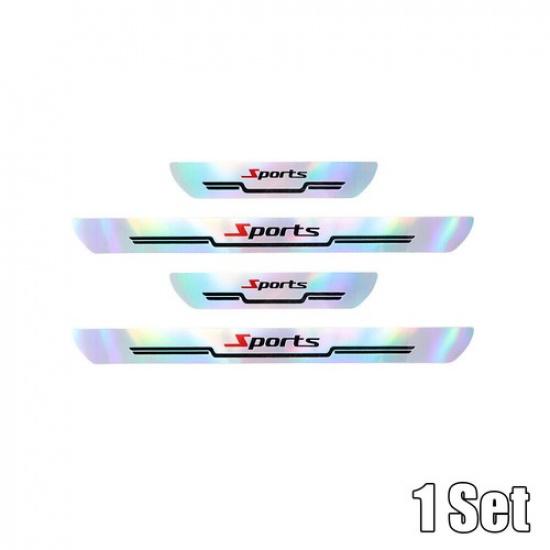 4pcs Laser Car Door Plate Sill Scuff Cover Anti Scratch Sticker Trim Accessories