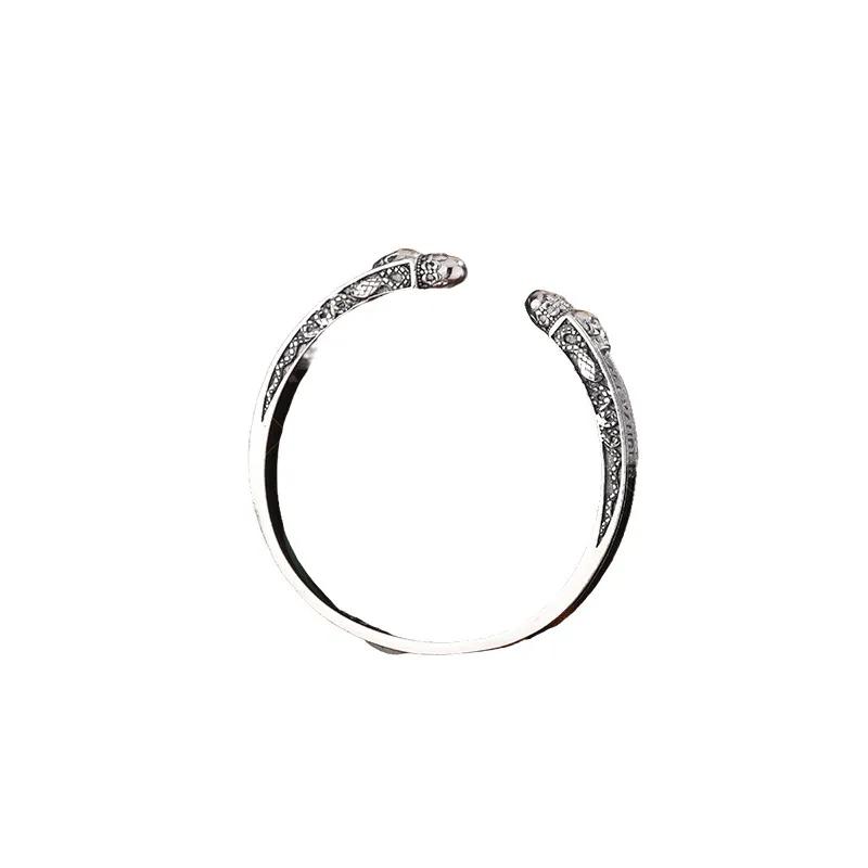 Hip Hop Skull Bracelet Snake Totem Retro Open Bracelet Couple Style Bracelet