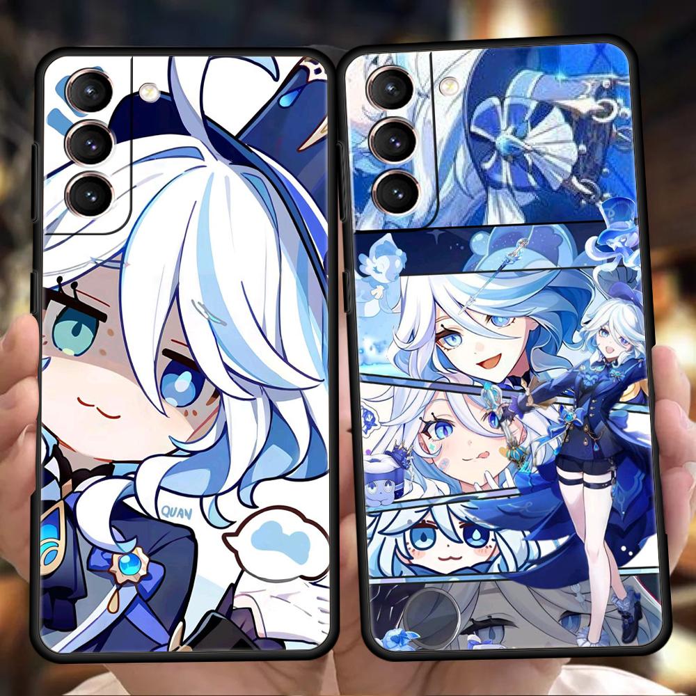 Genshin Impact Lovely Furina Phone Case For Samsung Galaxy S25 Edge S24 S23 S22 Ultra S20 S21 FE 5G S10 S9 Plus S10E Soft Cover
