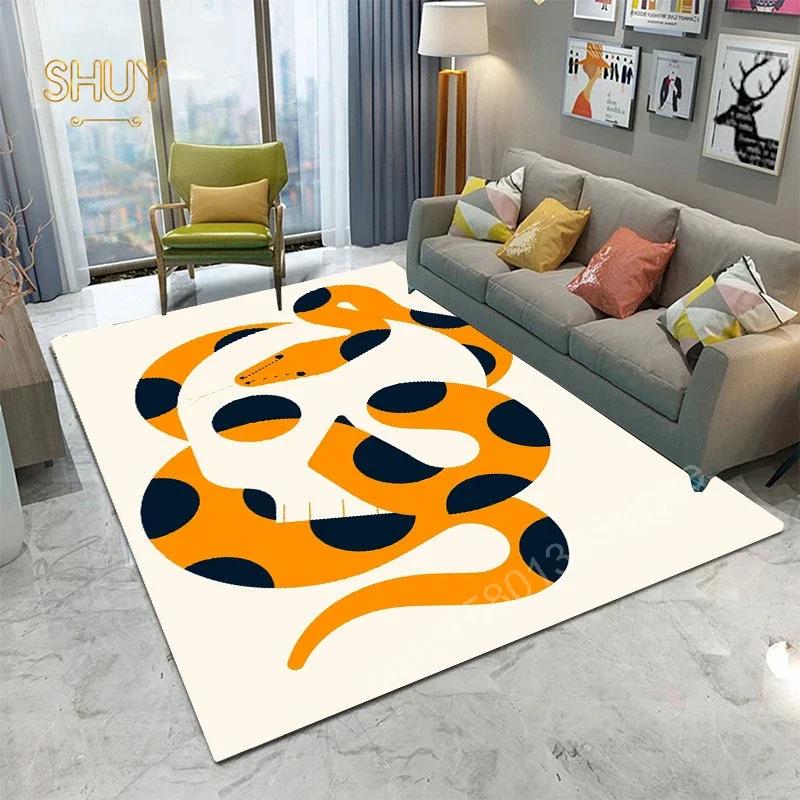 Ancient Egypt Abstract Carpet and Rug for Living Room Mat Colorful Tiger Leopard Figure Bath Non-Slip Bedroom Flannel Home Decor