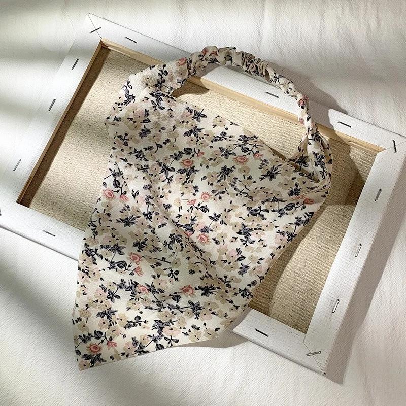 Bohemia Women Bandana Hair Scarf Summer Vintage Printted Chiffon Head Scarf Elastic Hair Bands Headwear Turban Femme