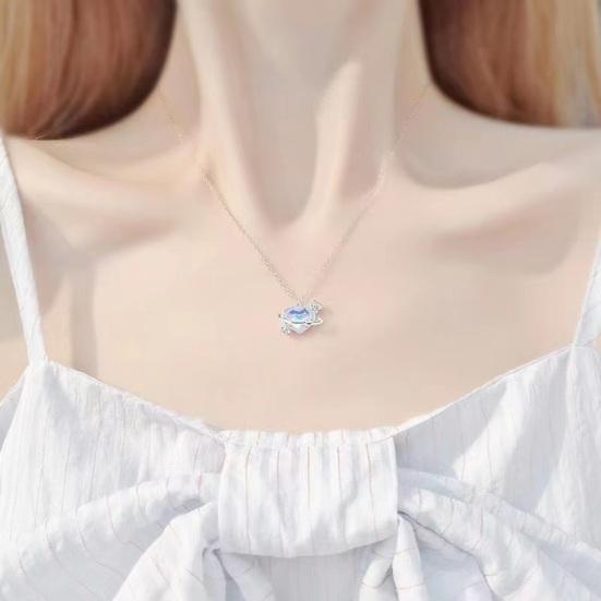 Women Clavicle Chain Necklace Cubic Zirconia Deamy Star Moon Pendant Adjustable with Extended Length Lady Necklace Wedding Party Travel Neck Jewelry