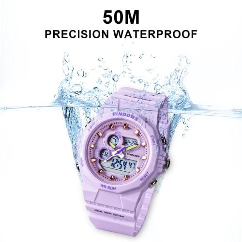 Reloj de Mujer PINDOWS, Resistente al Agua 50M, Reloj Deportivo Digital para Exterior con Multifunción, Luz de Fondo LED, Calendario, Alarma y Cronómetro