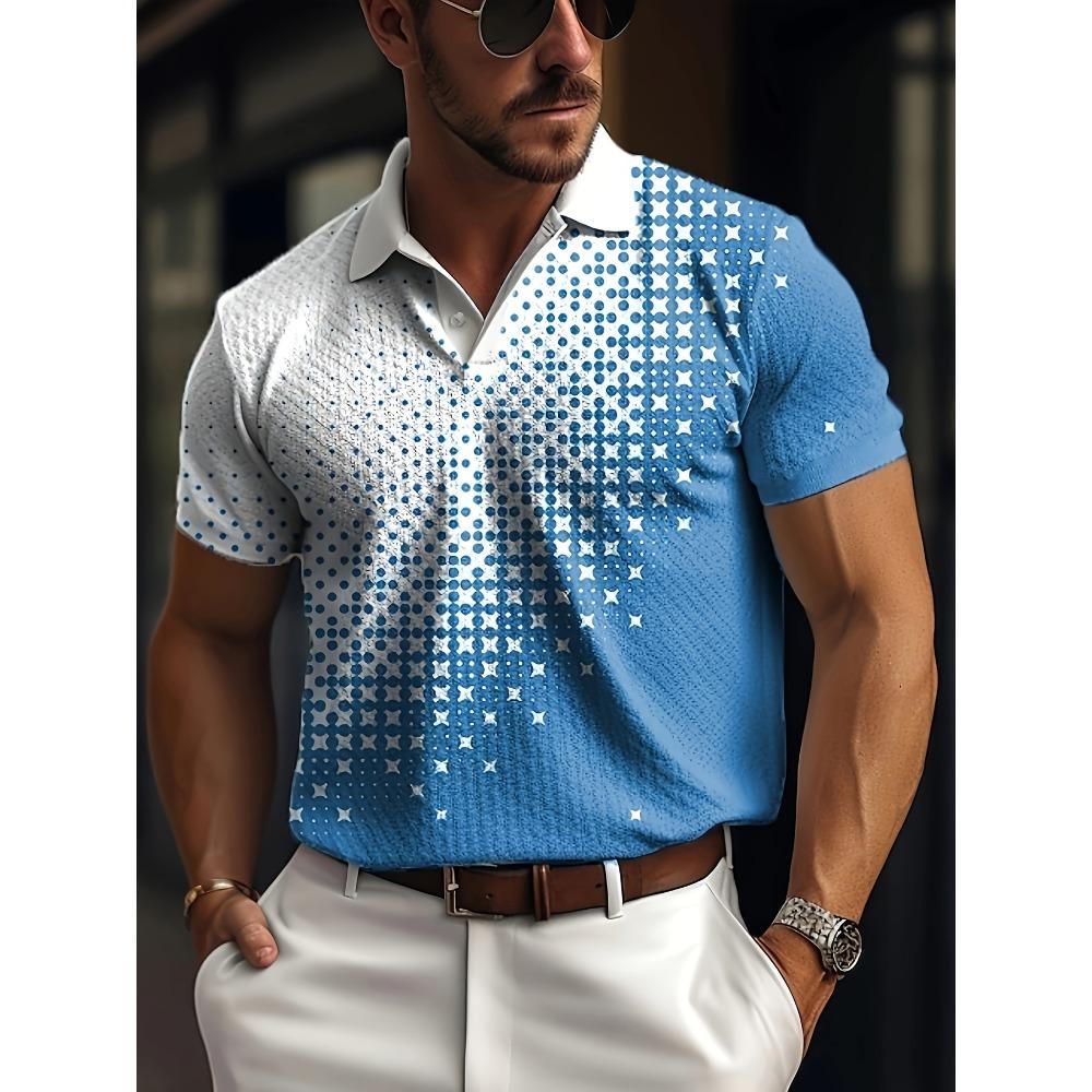 New Men Clothes Summer Short Sleeve 3D Digital Plrint Lapel Golf Polo Shirt Men Casual Tops Polo S
