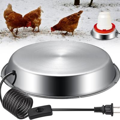 12 Inch Chicken Water Heater Base, 5 Gallons Poultry Drinker Heater Base with Thermostat and Power Cord, Automatic Electric Poultry Winter Deicer