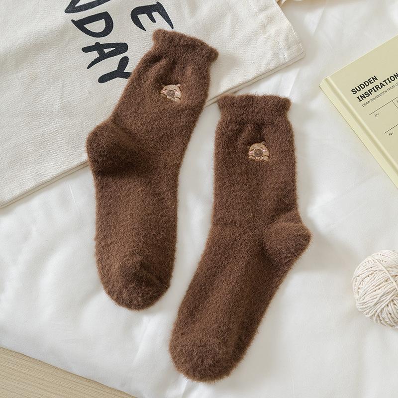 Female Autumn and Winter Add Velvet To Keep Warm and Lovely Home Floor Sleep In Tube Socks
