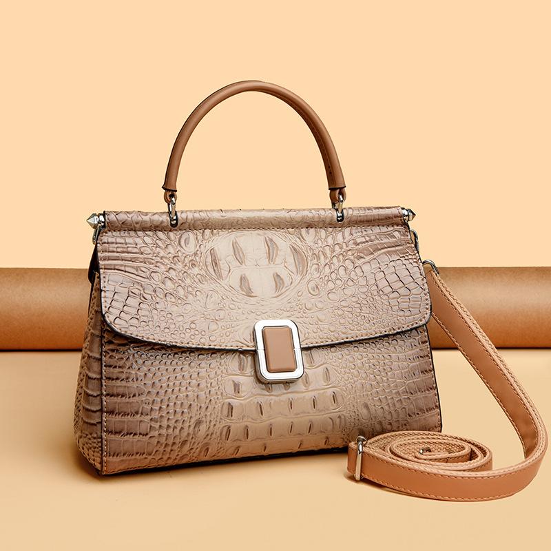 New Texture Retro Crocodile Pattern Bucket Bag, Fashionable Temperament, Hand-held Women's Bag, High-end and Versatile Diagonal Cross Bag