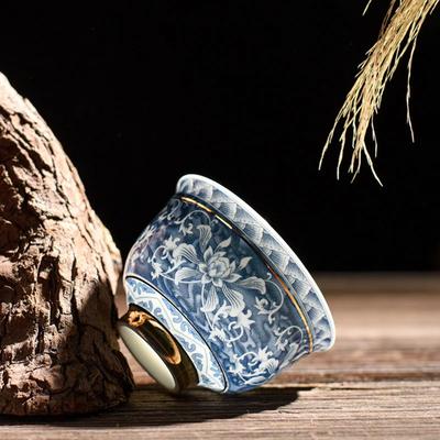 Taza de té de porcelana azul y blanca retro taza maestra pequeño cuenco de té cerámica juego de té kung fu cuenco de té Phnom Penh taza individual