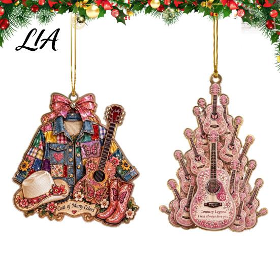 Western Theme Car Rearview Mirror Pendant Guitar Hanging Ornament, 2D Flat Acrylic Pendant, or Country Music Theme, Christmas Tree Decor Cowboy
