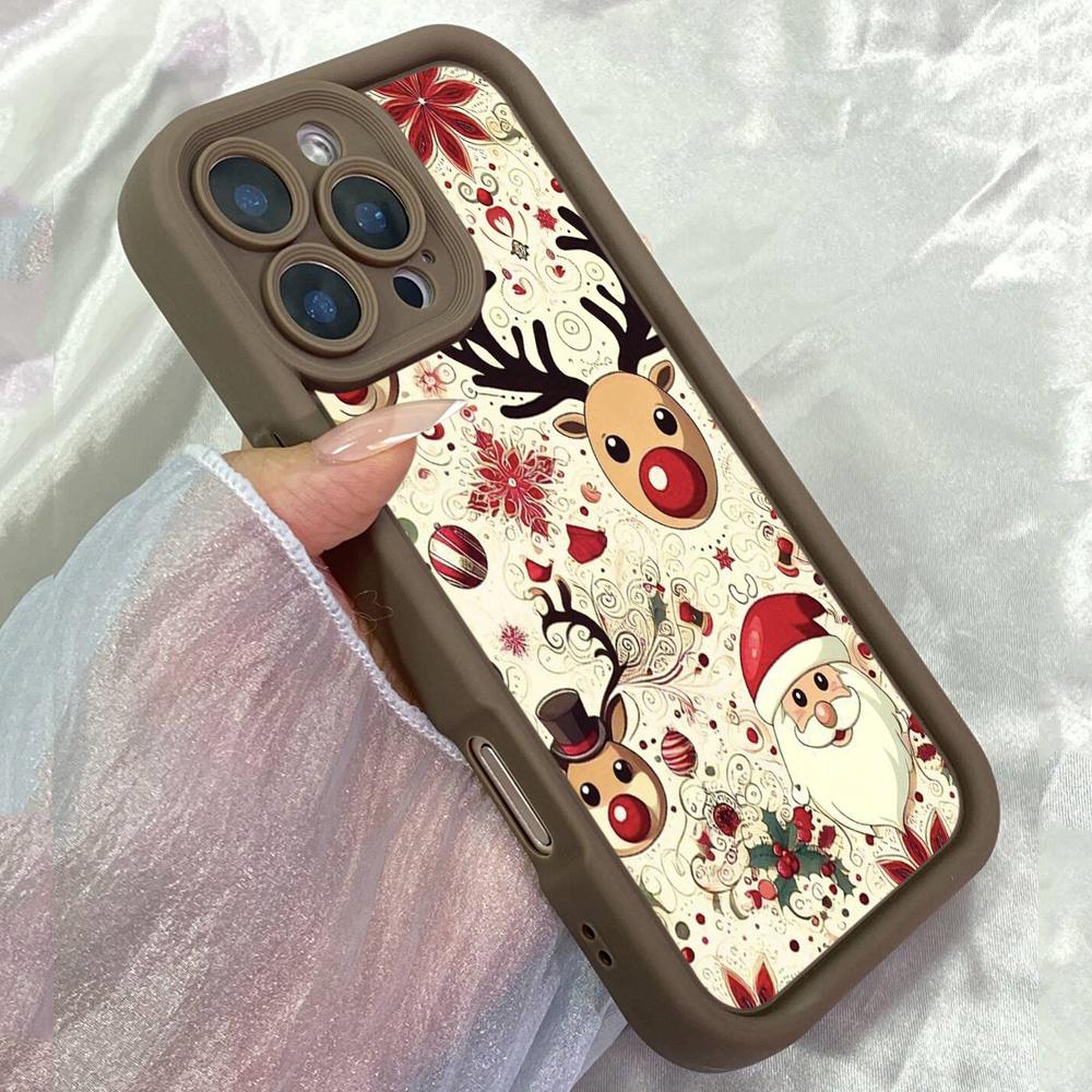 JT149 Christmas Holiday Deer for iPhone 17 16 15 Pro Max Samsung S26 S25 Ultra A17 A16 A07 A56 Xiaomi 15T Redmi 15c Note 14 Soft TPU Case