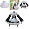 Squisito Costume Cosplay Abito da Cameriera Gemelle Ram/Rem di Rezero Kara Hajimeru Isekai Seikatsu Con Cuciture Perfette