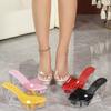 11CM 2026 New Korean Floral Wedge Heels, Crystal Sole Pole Dance Shoes, Sexy Runway Nightclub Women Slippers LFD-1108WG-H79
