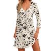 Women's Fashionable Casual V-Neck Floral Print Pocket Seven Quarter Sleeve Dress