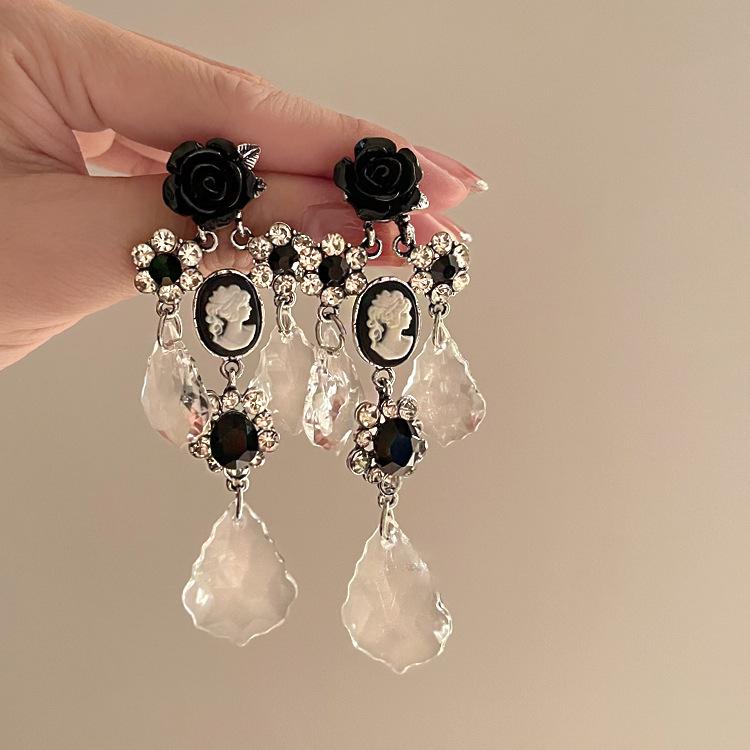 Fan Flower Bamboo Tassel Earrings Trend Ear Hook National Style Temperament High-end Earrings