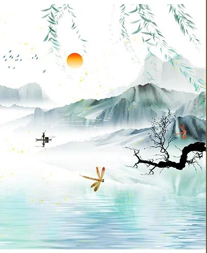 Chinese Painting Window Film Privacy Sticker UV Blocking Heat Control  Window Coverings Window Tint for Homedecor
