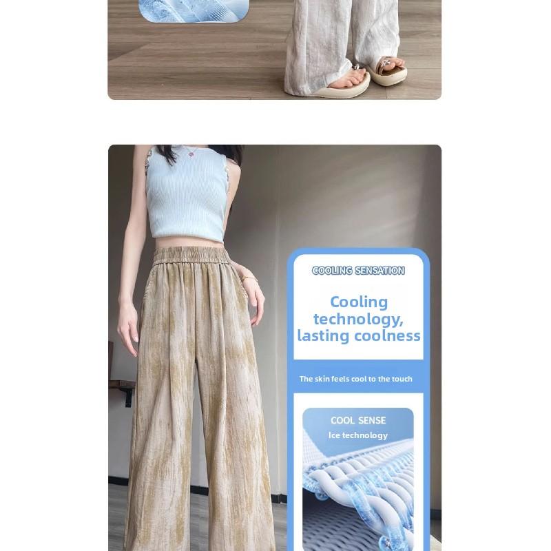 Narrow-fit Tie-dye Wide-leg Pants for Women, 2026 New Model, Ice Silk Cotton-linen Casual Summer Thin Tencel Linen Yamamoto Pants