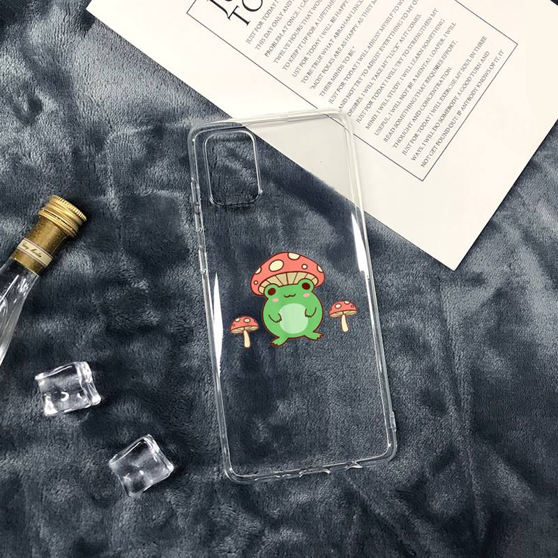 Grzyb żaba kreskówka słodki Etui na telefon Przezroczyste miękkie Dla iphone 12 11 13 7 8 6 s plus x xs xr pro max mini