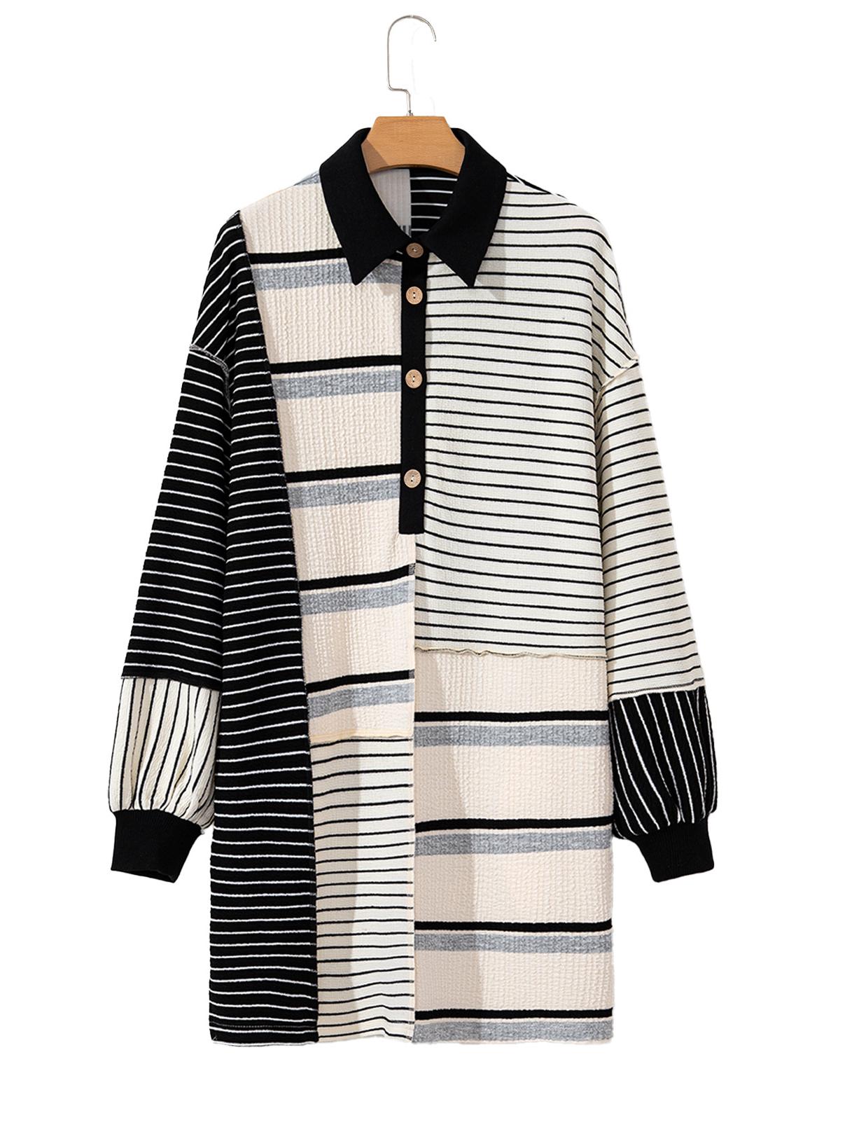 

Shiying Европейско-американское повседневное вязаное платье с высокой талией в полоску и с цветными блоками M