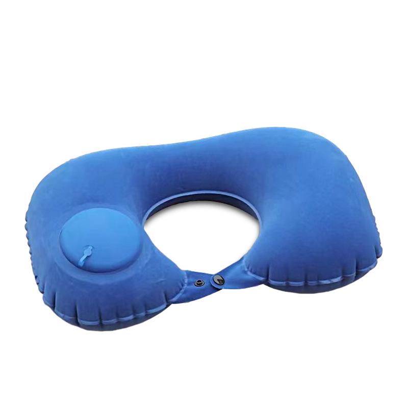 Press-to-Inflate Velvet U-Shaped Travel Neck Pillow – Foldable, Portable Travel Essential королевский синий