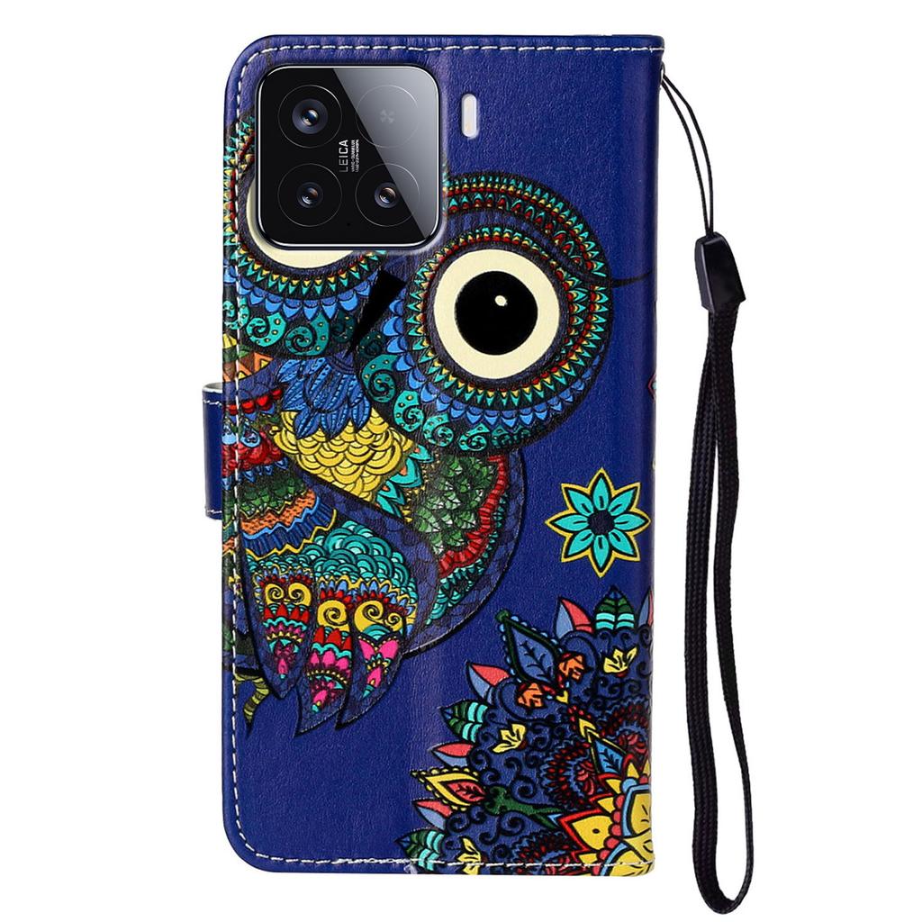 For Xiaomi 15T Pro Case Pattern Leather Wallet Phone Cover with Strap