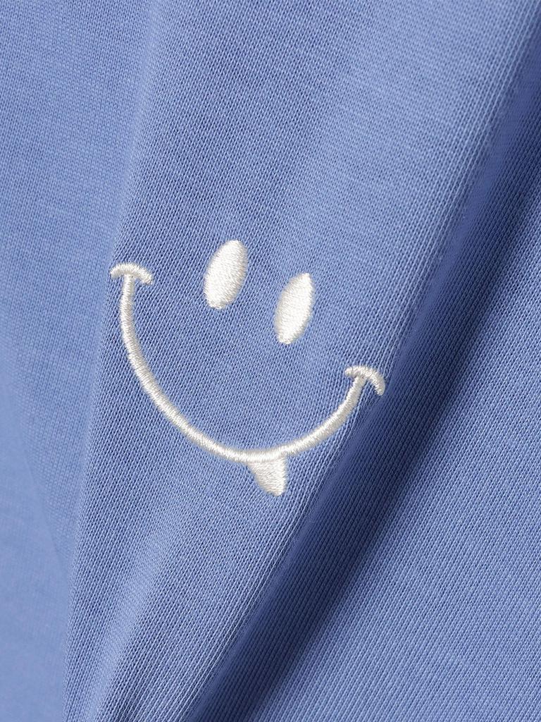 Beams Heart Printed Tee with Smile One Size Women's Embroidery, Blue,