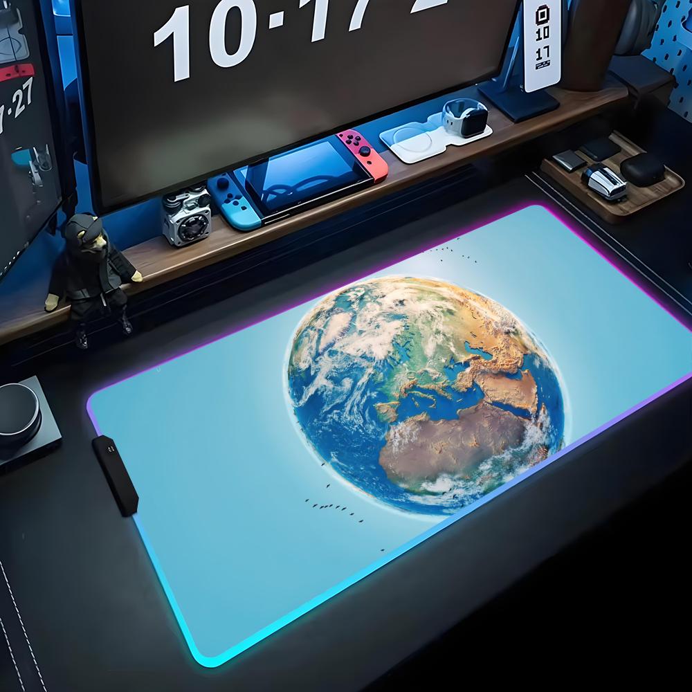 Aarde Muismat RGB Gaming Muismat Grote LED Pad PC Bureau Mat Lichtgevende Muismat Grote Toetsenbordmatten Tafelkleed Met Achtergrondverlichting