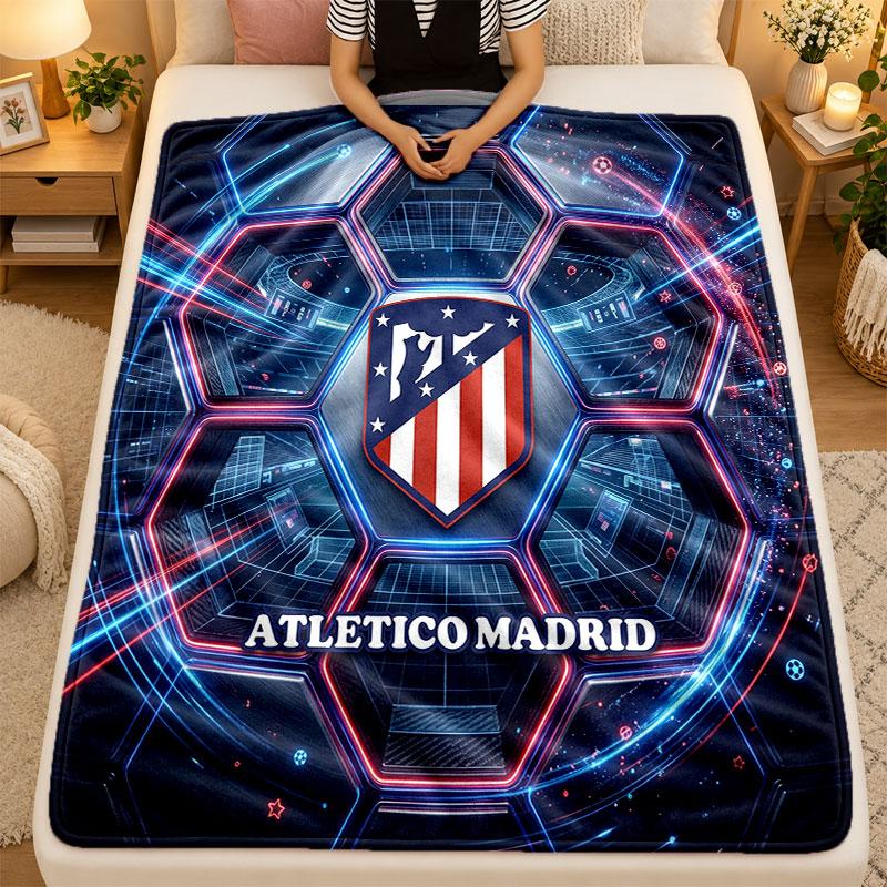 Flannel BlanketAtletico Madrid Warm Soft Throw Blanket for Indoor Sofa Bed Living Room Use