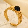 Adjustable Retro Titanium Steel Ring with Color Stones – Trendy, Non-Fading, High-End Style for Women