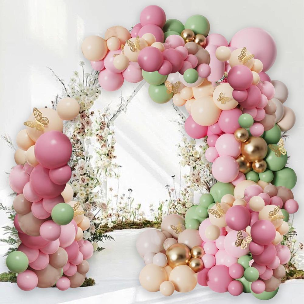 

Комплект для арок из воздушных шаров Sage Green на годовщину, розовые латексные наклейки в виде бабочек, свадьба для женщин 10inch