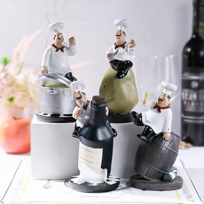 Multiple Styles Resin Chef Statue Cartoon Restaurant Chef Figurine Cook Ornament Home Kitchen Cute Sculpture Tabletop Decors