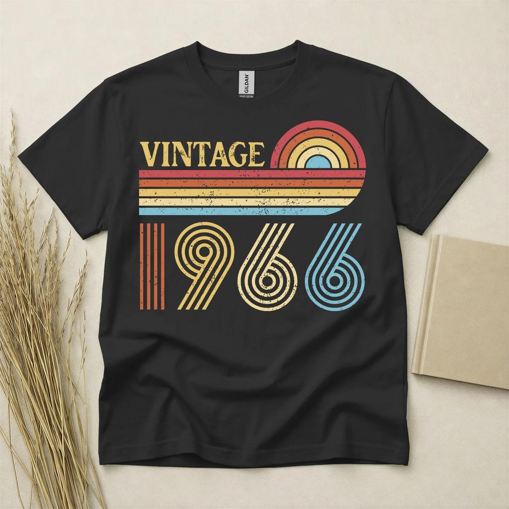 60th Birthday T Shirt Born In 1966 Gift 60 Year Old T-Shirt Vintage Rainbow Tee
