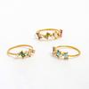 Women's Dainty Colorful Round Rectangle Zirconia Ring 18K Gold Plated Stainless Steel Jewelry  Non-Tarnish Rings