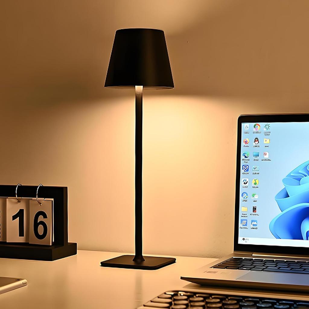 Tledtech Rechargeable Night Light, Desk Lamp [Cordless, Touch Control], Bedside Light, 3 Color Switching, Stepless Dimming, USB Charging, IPX4