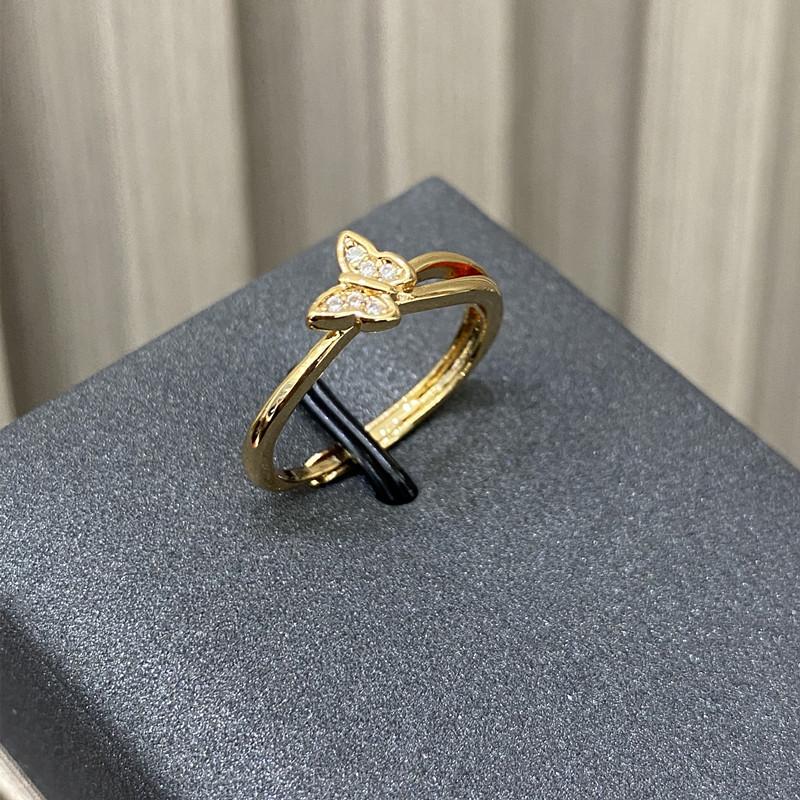 Plated 18k Seiko Flash Diamond Butterfly Ring Simple Ins Cold Wind Ring