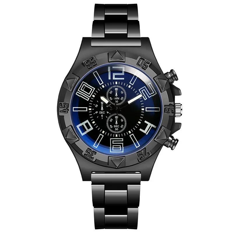 Men's Sports Mesh Belt Luminous Watch Men's Hollow Calendar Blue Light Watch Dial Design High Quality Luxury Mens Watch