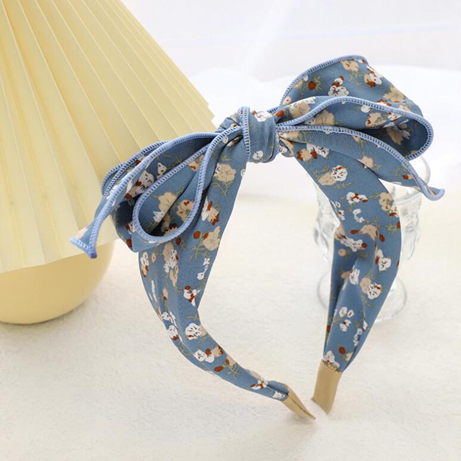 

Новая модная повязка на голову для женщин, свежий весенний головной убор, большой бант, повязка на голову в стиле бохо для взрослых, повседневные дорожные аксессуары для волос синий