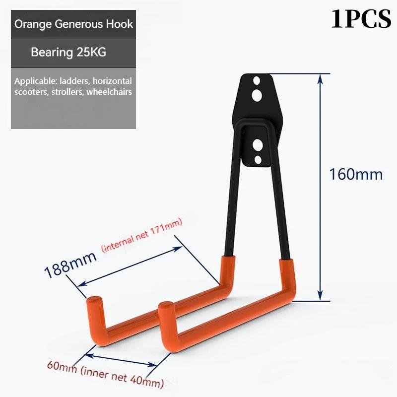 Heavy Duty Metal Hook Garage Organizer Wall Mount Bicycle Hanger Hooks Wall Mount Anti-slip Storage Hook For Ladders Garden Tool