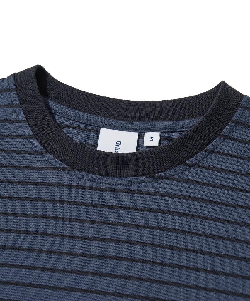 URBANDTYPE Vintage Label Striped T-Shirt_Navy