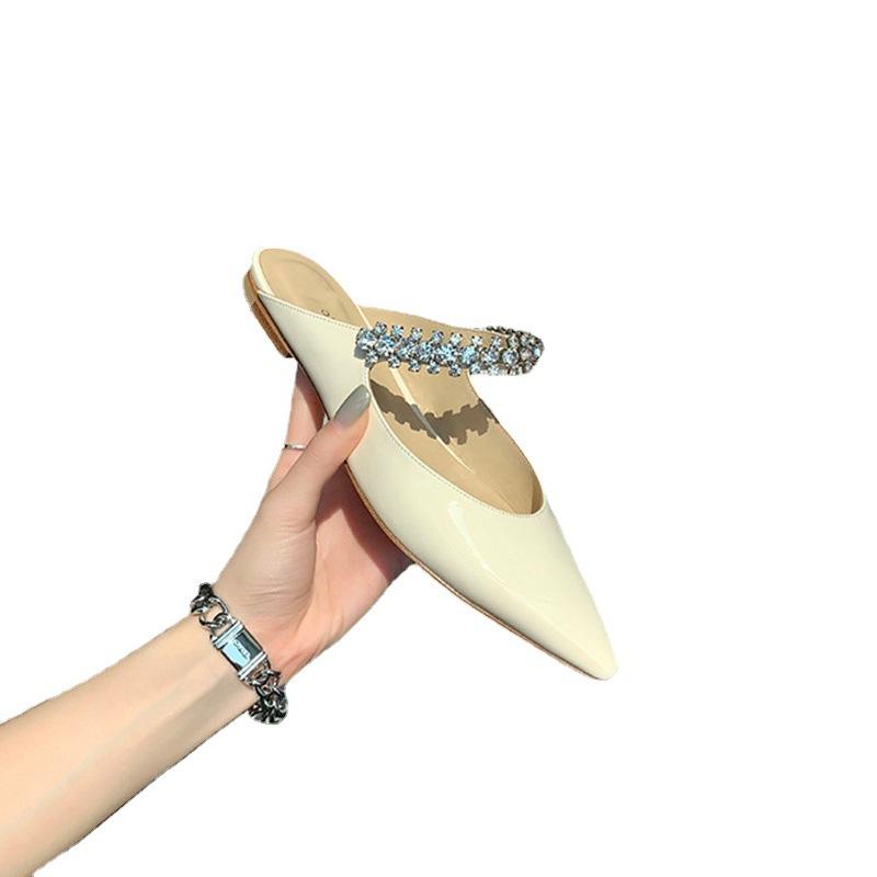 Fashion Slippers Women New Spring/Summer Sexy Diamond Shallow Mouth Pointed Flat Shoe Women's Slippers  Chaussure Femme